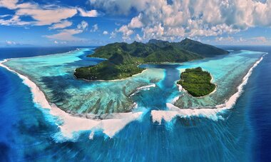 Île de Huahine vue aérienne de l'île de Huahine